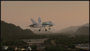 F18 en approche pour la piste 15 de Squamish