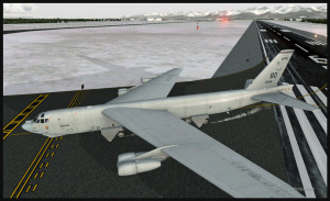 Boeing B-52 leaving the runway in Anchorage (FSX)