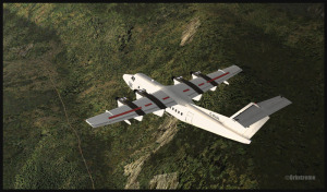 De Havilland Canada DHC-7 Dash 7 au-dessus de la Kokoda trail en Papouasie Nouvelle-Guinée