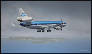 Un MD-11 de KLM approche de l'aéroport de Saint-Martin