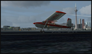 Landing at CYTZ with the CN tower in the background (FSX)