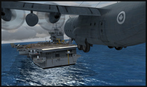 C-130 canadien en courte finale pour le porte-avions USS Enterprise