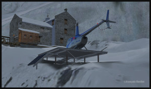 R66 helicopter on the Refuge du Requin helipad in the Alps (DZRR) FSX