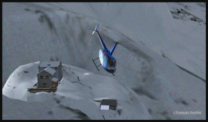 R66 helicopter airborne from the Refuge du Requin (DZRR) FSX