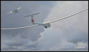 The link is finally cut between the plane and the DG-808S glider (fsx)