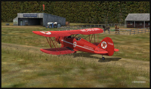 Un avion Waco de la compagnie Texaco circule à Bear Gulch, WA38