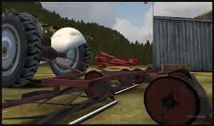 A Waco aircraft with a tractor in the foreground is parked at Bear Gulch, WA38