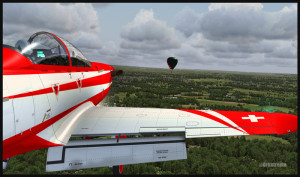 Near the Fairoaks airport, United Kingdom. Flaps and gear down on the Pilatus PC-21