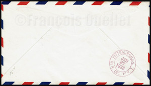 Back of an airmail cover used on the first scheduled flight using an ILS for a landing in USA, 1938