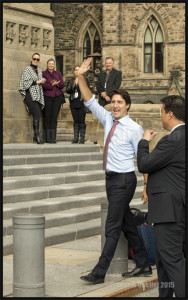 Le nouveau Premier Ministre désigné Justin Trudeau à son arrivée au Parlement d'Ottawa le 20 Octobre 2015
