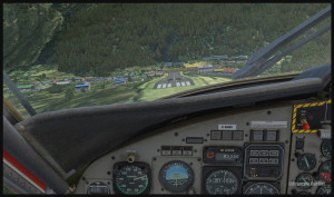 A Twin Otter aircraft is on final for runway 06 at Lukla