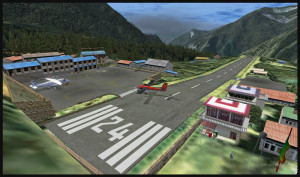 A Twin Otter aircraft exits the runway in Lukla