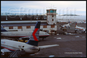 Canadian Airlines B-737 and Firstair HS-748 in Iqaluit in 1989