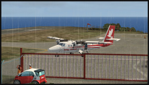 30321 Un avion Twin Otter sur la rampe à Saba (FSX)