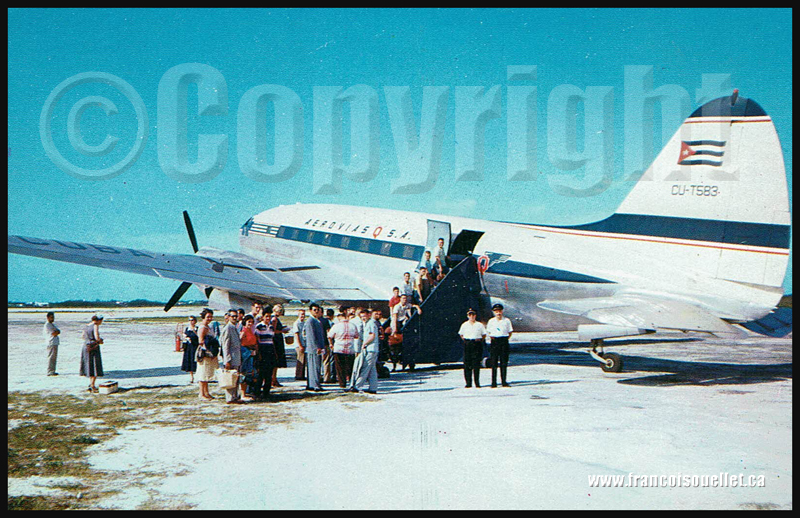 Passagers et Aerovias Q SA Cuba sur carte postale aviation