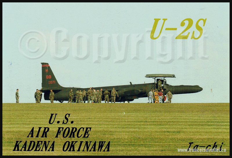 Militaires américains et U-2S à Okinawa sur carte postale aviation