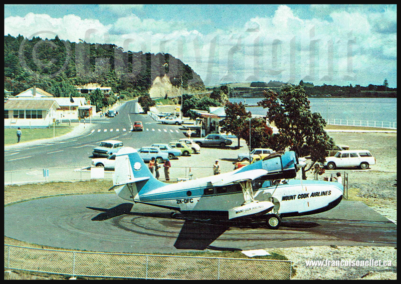 Grumman Goose de Mount Cook Airlines en Nouvelle-Zélande sur carte postale aviation