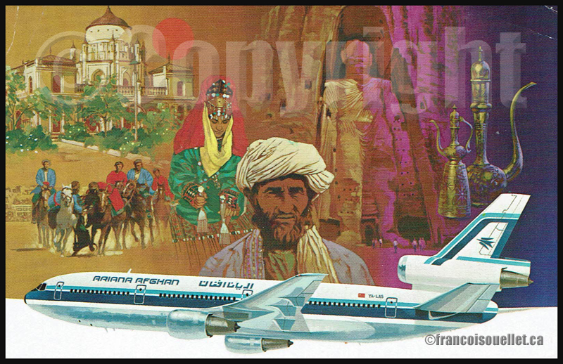 DC-10 Ariana Afghan sur carte postale aviation