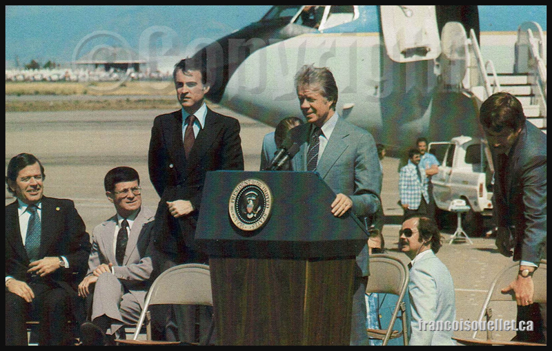 Le président américain Jimmy Carter et Air Force One en Californie en 1977 sur carte postale aviation