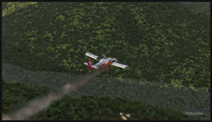 Un DHC-6 Twin Otter virtuel avec le moteur droit en feu au décollage de Yongai en Papouasie Nouvelle-Guinée PNG (FSX)