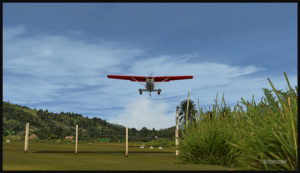 Un Cessna C-185F virtuel au décollage de la piste de Kosipe (KSP) en Papouasie Nouvelle-Guinée PNG (FSX)