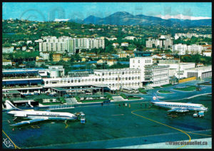 Nice - Côte d'Azur airport in France in 1965 on an aviation postcard