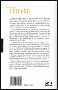 Quatrième de couverture du livre "Histoire de Chicago"