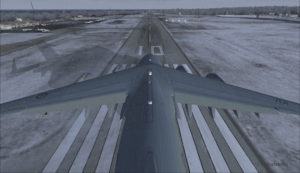 Avion militaire canadien C17-A prêt pour le décollage piste 10 à l'aéroport virtuel de Block Island (KBID) aux États-Unis (FSX)