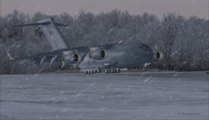 Avion militaire canadien C17-A atterri piste 10 à l'aéroport virtuel de Block Island (KBID) aux États-Unis (FSX)