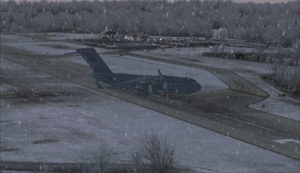 Canadian military aircraft C17-A exiting runway 10 at the Block Island (KBID) virtual airport (FSX) in United States