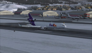 FedEx MD-11 on the take-off run at the Eagle County airport (KEGE) (FSX)