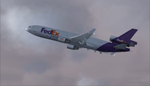 FedEx MD-11 airborne from the Eagle County airport (KEGE) (FSX)