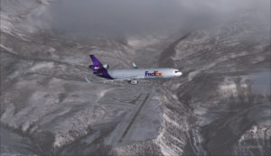 FedEx MD-11 flies by the Telluride airport KTEX) (FSX)