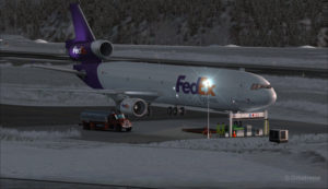 Temporary parking for a FedEx MD-11 at the Telluride airport (KTEX) (FSX)