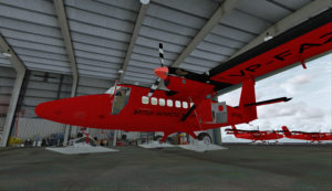 Inside the main hangar at the Rothera research station, Antarctica.