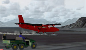 Twin Otter aircraft after a landing on the Rothera runway, Antarctica