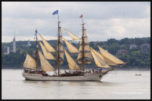 The three masted vessel Europa arrives in Quebec for the Tall Ships Regatta 2017