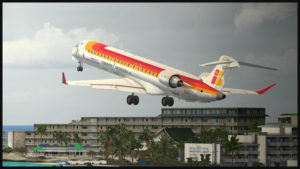 Virtual CRJ-900ER aircraft with the Air Nostrum colors departing the St. Maarten international airport (Fly Tampa St.Maarten)