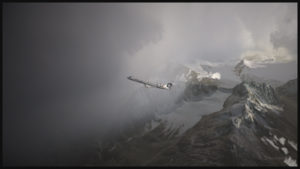 Le jet régional virtuel de Bombardier CRJ-900ER (Aerosoft) portant les couleurs de la compagnie Alaska Airlines est en montée dans la région de Valdez en Alaska (ORBX)