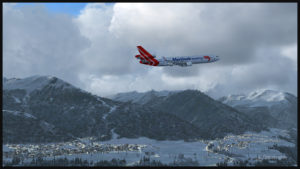 A virtual Martinair Cargo MD-11F is airborne from runway 26 at the Innsbruck airport (LOWI)