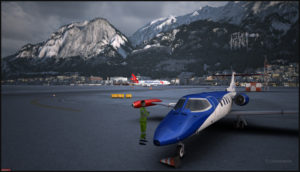 Virtual PMDG MD-11F breaking runway 08 in Innsbruck