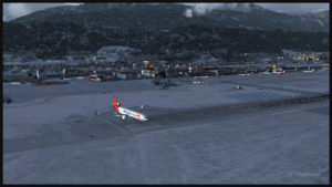 Virtual Martinair Cargo MD-11F backtracking runway 08 at Innsbruck