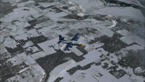 Virtual C-130 Hercules aircraft with three engine failures, by the Bonners Ferry's runway.