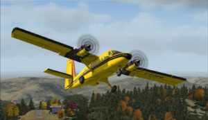 Twin Otter aircraft leaving Limberlost Ranch (CA21)