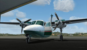 Le Shrike Commander 500S dans le hangar à Port Moresby (AYPY).