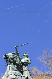 Jeanne d'Arc et les oies blanches. Parc Jeanne d'Arc, ville de Québec, 2017.