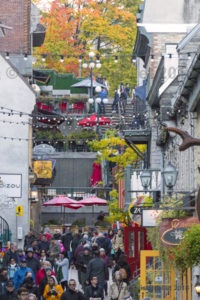 Fall colors in the Petit-Champlain in Old Quebec in 2018.