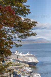 Le navire Zuiderdam ancré dans le Port de Québec à l'automne 2018.