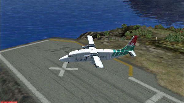 The Shorts 360 after its landing on runway 12 at the Juancho E. Yrausquin airport.