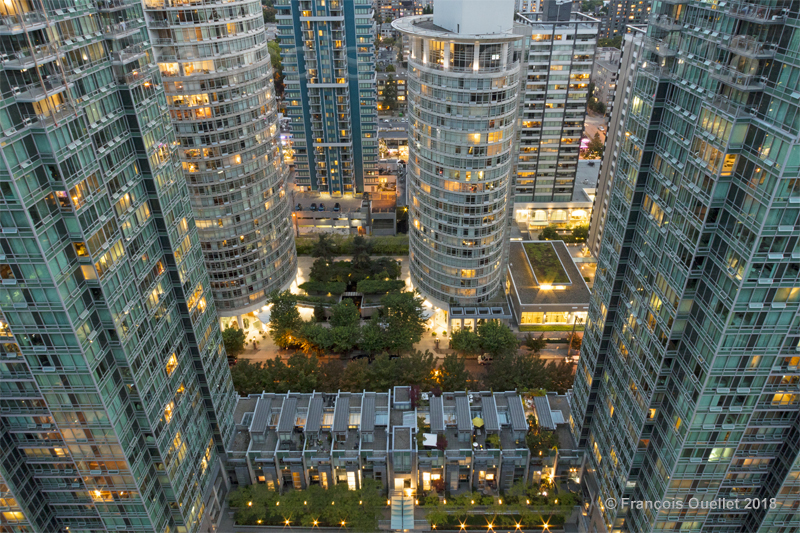 Condominiums in the highrise towers of Vancouver.